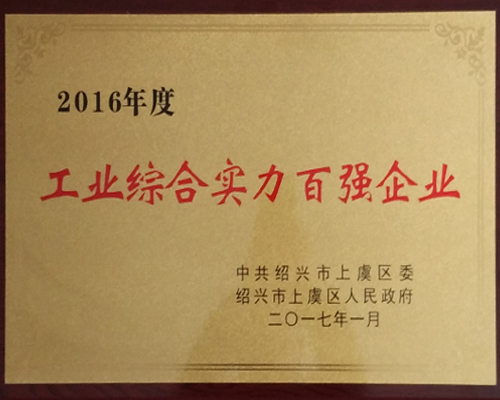 公司被授予2016年度工业综合实力百强企业